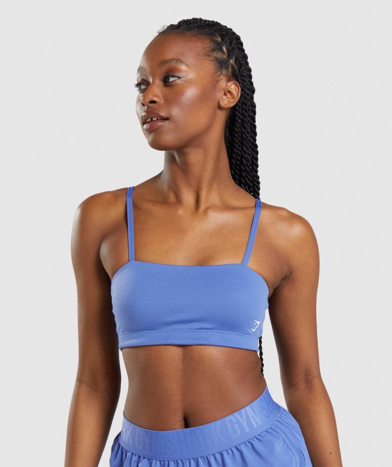 Women\'s Gymshark Bandeau Sports Bra Blue | NZ 5ETBMK